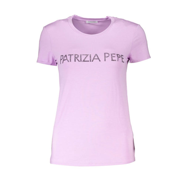 Purple Rhinestone Crew Neck Tee Patrizia Pepe