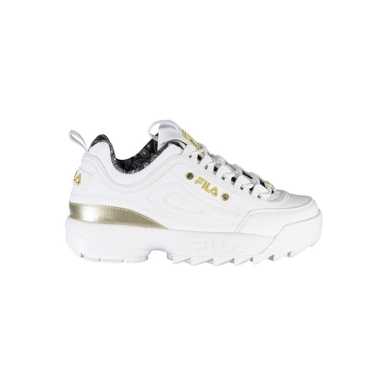 Exquisite White Lace-Up Sneakers Fila