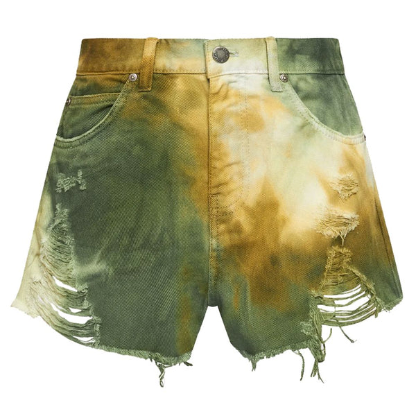 Military Green Cotton Women Shorts PINKO