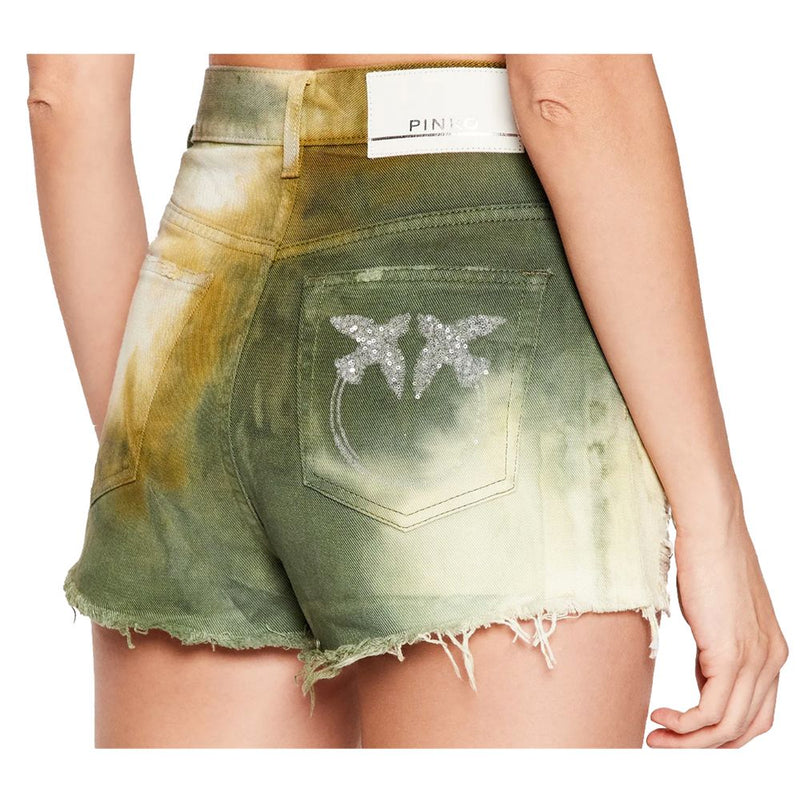 Military Green Cotton Women Shorts PINKO