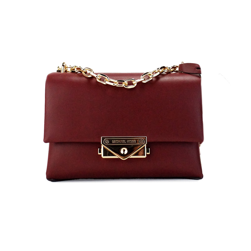 Cece Small Dark Cherry Vegan Leather Convertible Flap Crossbody Bag Michael Kors