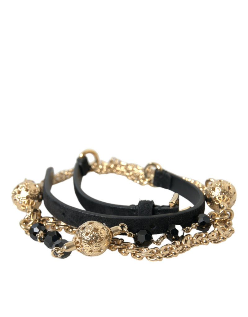 Elegant Crystal Bounce Leather Waist Belt Dolce & Gabbana