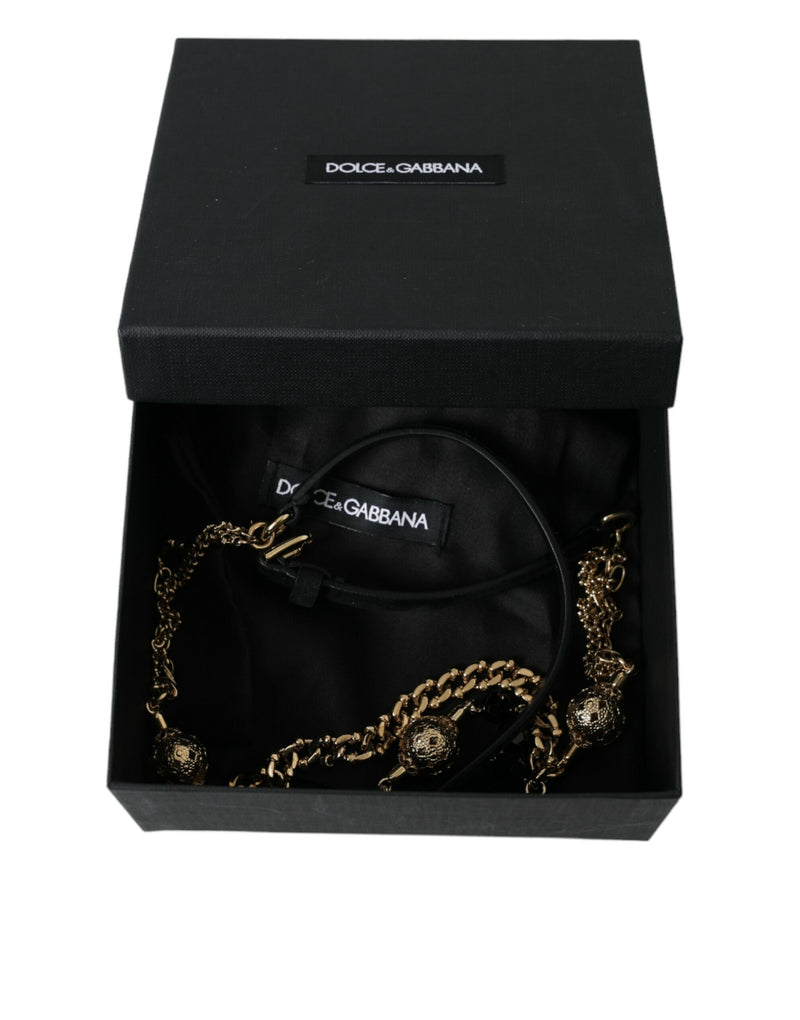 Elegant Crystal Bounce Leather Waist Belt Dolce & Gabbana