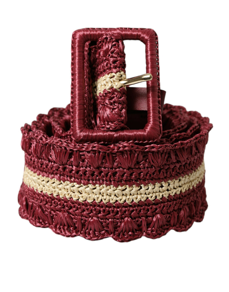 Maroon Elegance Canvas Waist Belt Dolce & Gabbana