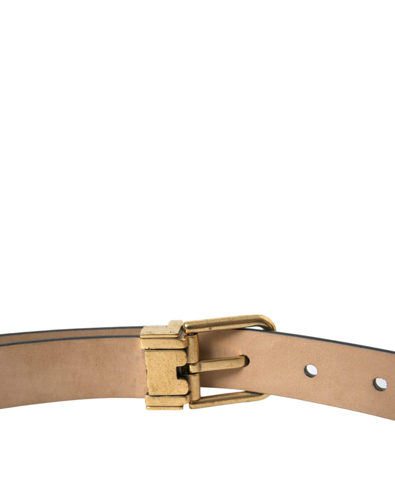 Elegant Black Leather Waist Belt with Logo Buckle Dolce & Gabbana