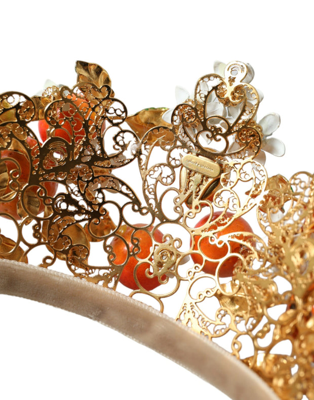 Multicolor Crystal Sicilian Orange Crown Dolce & Gabbana