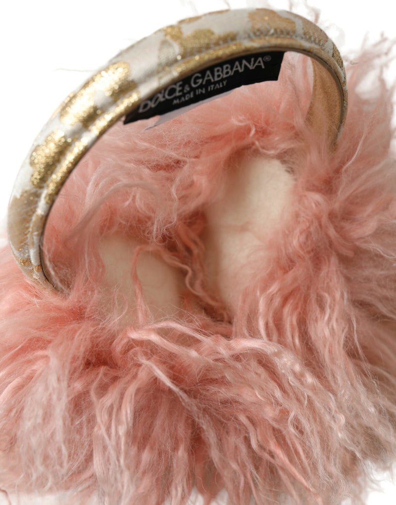 Elegant Pink Fur Earmuffs - Winter Chic Accessory Dolce & Gabbana