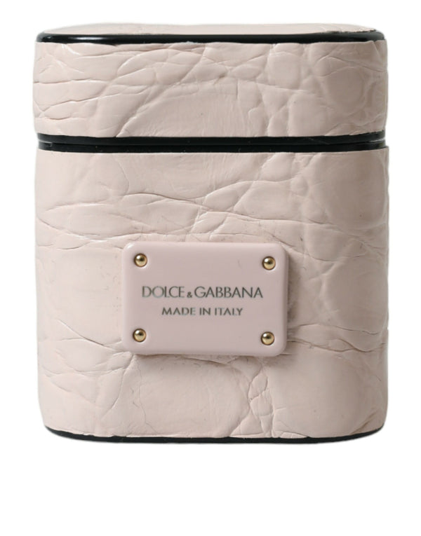 Elegant Light Pink Leather Airpod Case Dolce & Gabbana