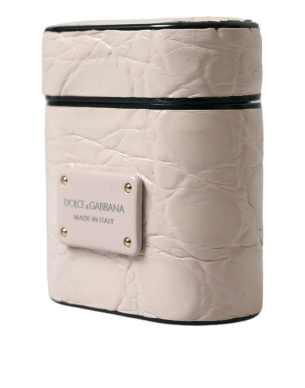 Elegant Light Pink Leather Airpod Case Dolce & Gabbana