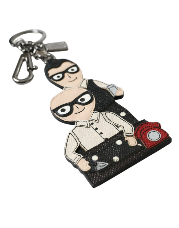 Elegant Multicolor Leather Keychain Dolce & Gabbana