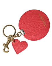 Elegant Red Leather Keychain with Gold Accents Dolce & Gabbana