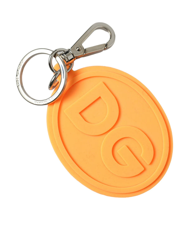 Elegant Orange Charm Keyring with Silver Detail Dolce & Gabbana