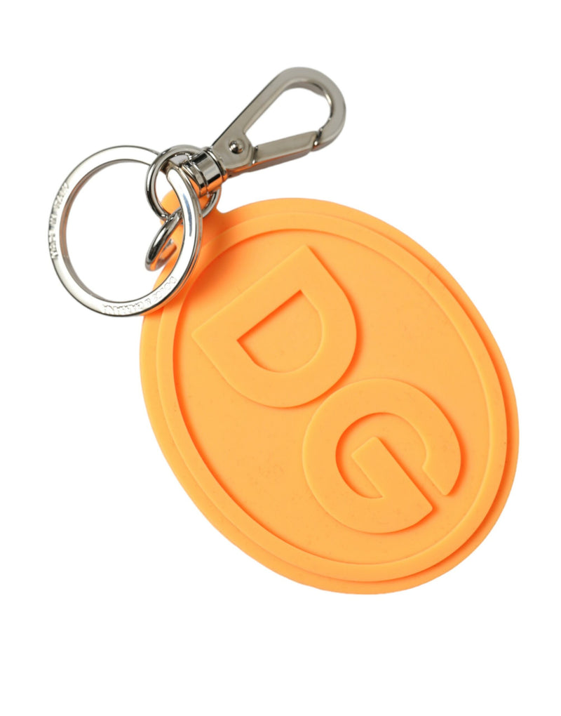 Elegant Orange Charm Keyring with Silver Detail Dolce & Gabbana