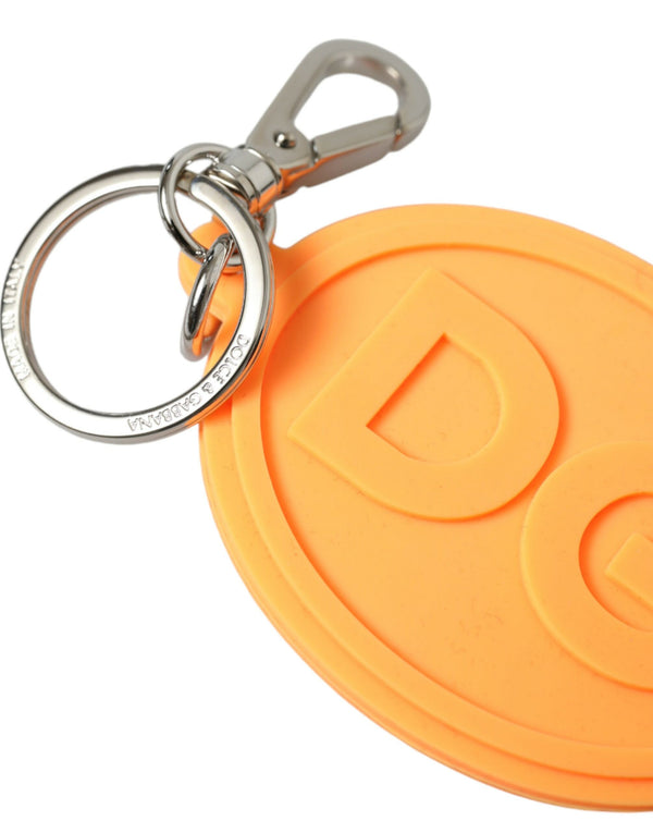 Elegant Orange Charm Keyring with Silver Detail Dolce & Gabbana