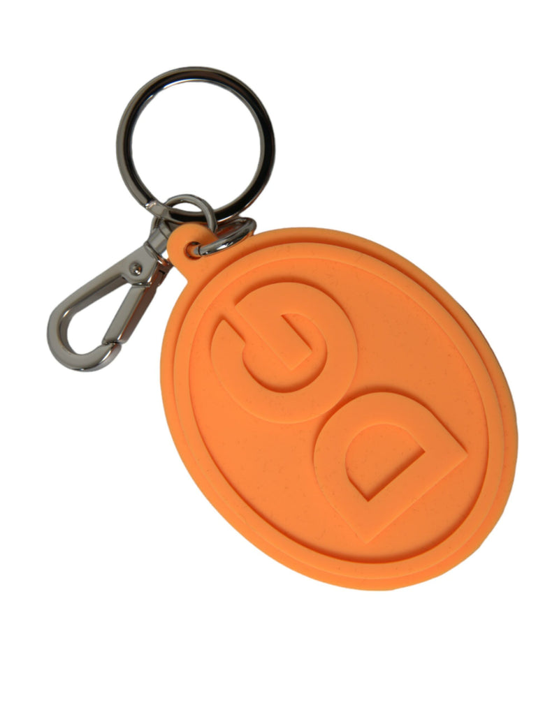 Elegant Orange Charm Keyring with Silver Detail Dolce & Gabbana