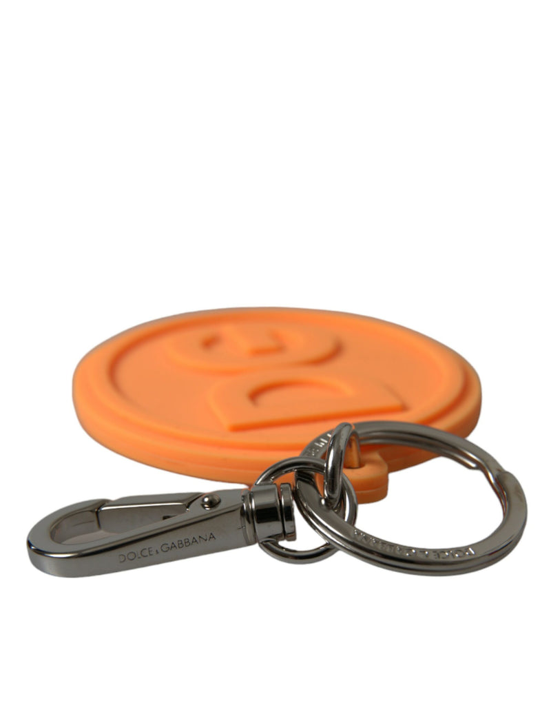 Elegant Orange Charm Keyring with Silver Detail Dolce & Gabbana