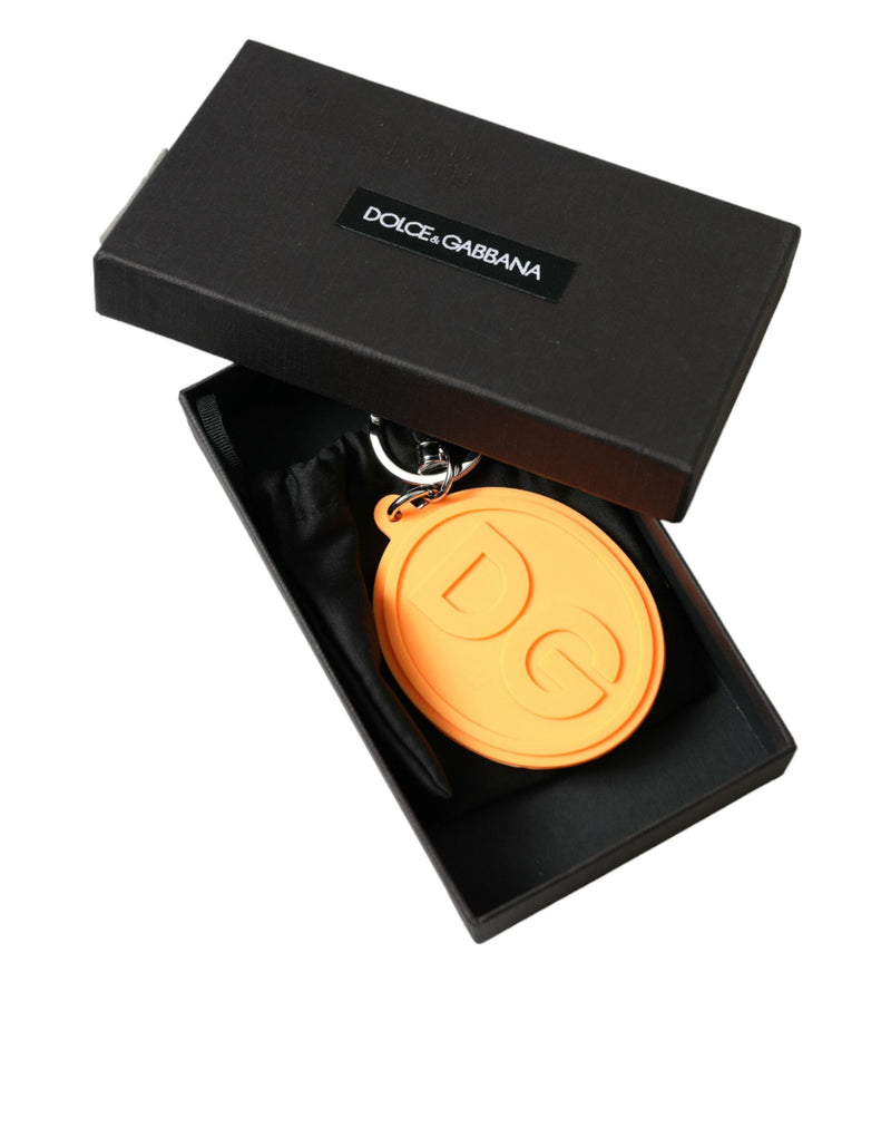 Elegant Orange Charm Keyring with Silver Detail Dolce & Gabbana