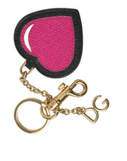 Stunning Gold and Pink Leather Keychain Dolce & Gabbana