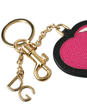 Stunning Gold and Pink Leather Keychain Dolce & Gabbana