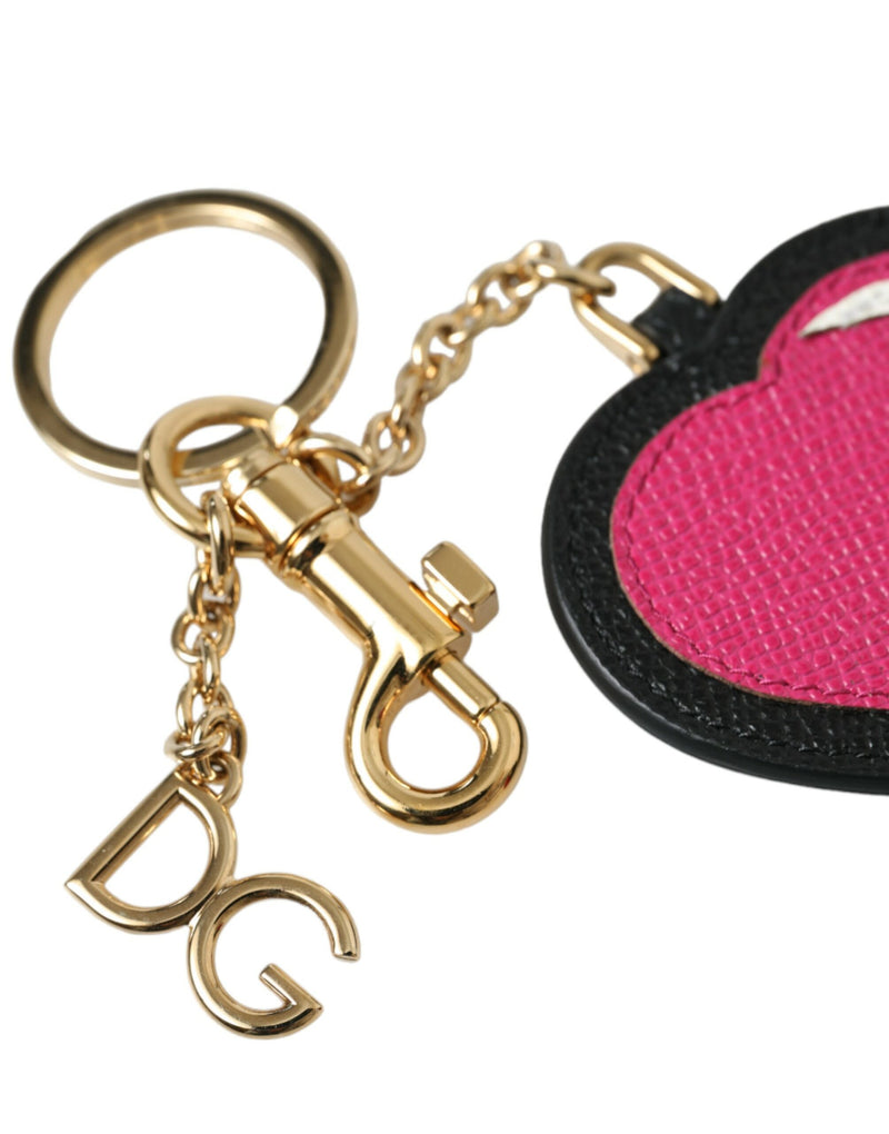 Stunning Gold and Pink Leather Keychain Dolce & Gabbana