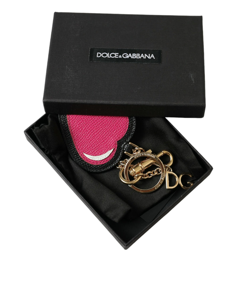 Stunning Gold and Pink Leather Keychain Dolce & Gabbana