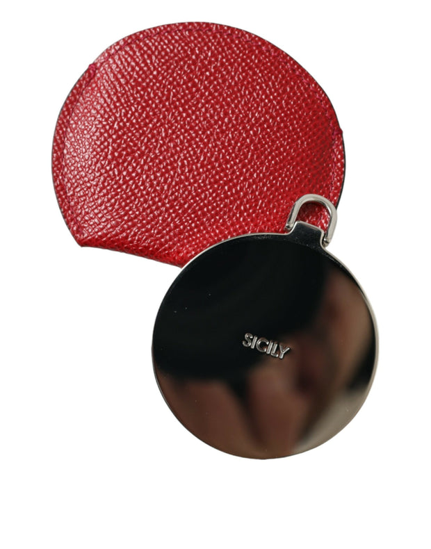 Elegant Red Leather Mirror Holder Dolce & Gabbana