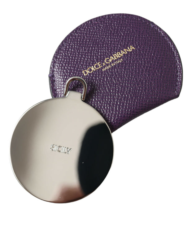 Elegant Purple Leather Mirror Holder Dolce & Gabbana