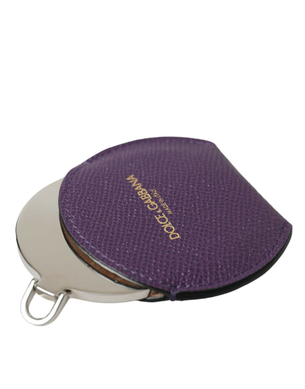 Elegant Purple Leather Mirror Holder Dolce & Gabbana