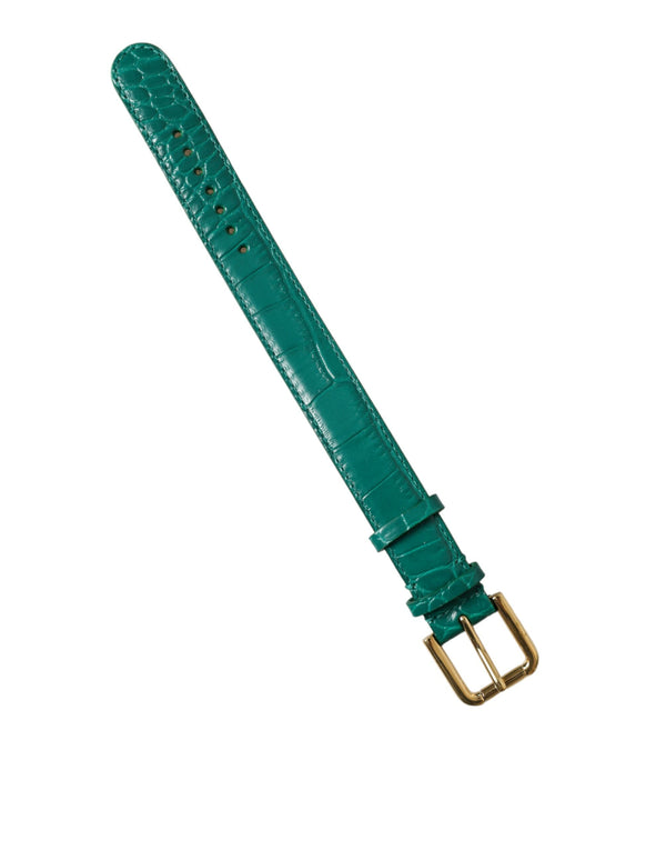 Elegant Green Leather Neck Band Dolce & Gabbana