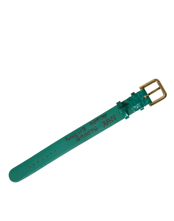 Elegant Green Leather Neck Band Dolce & Gabbana