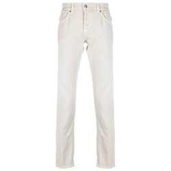 Cream-Colored Cotton Blend Trousers Dondup