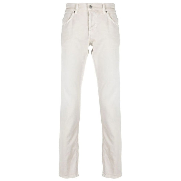 Cream-Colored Cotton Blend Trousers Dondup