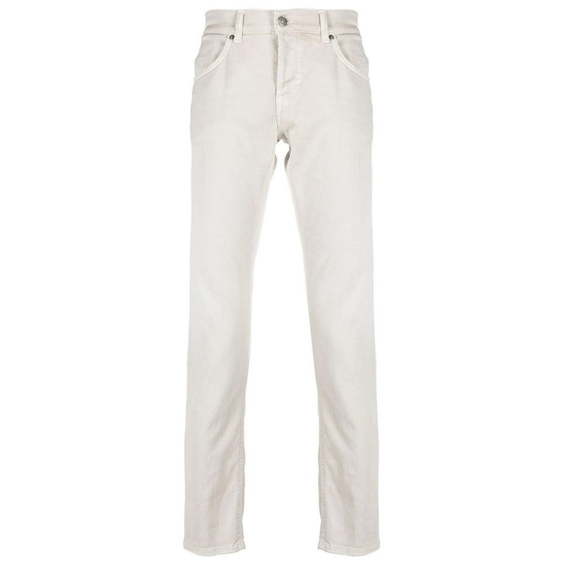 Cream-Colored Cotton Blend Trousers Dondup