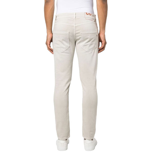 Cream-Colored Cotton Blend Trousers Dondup