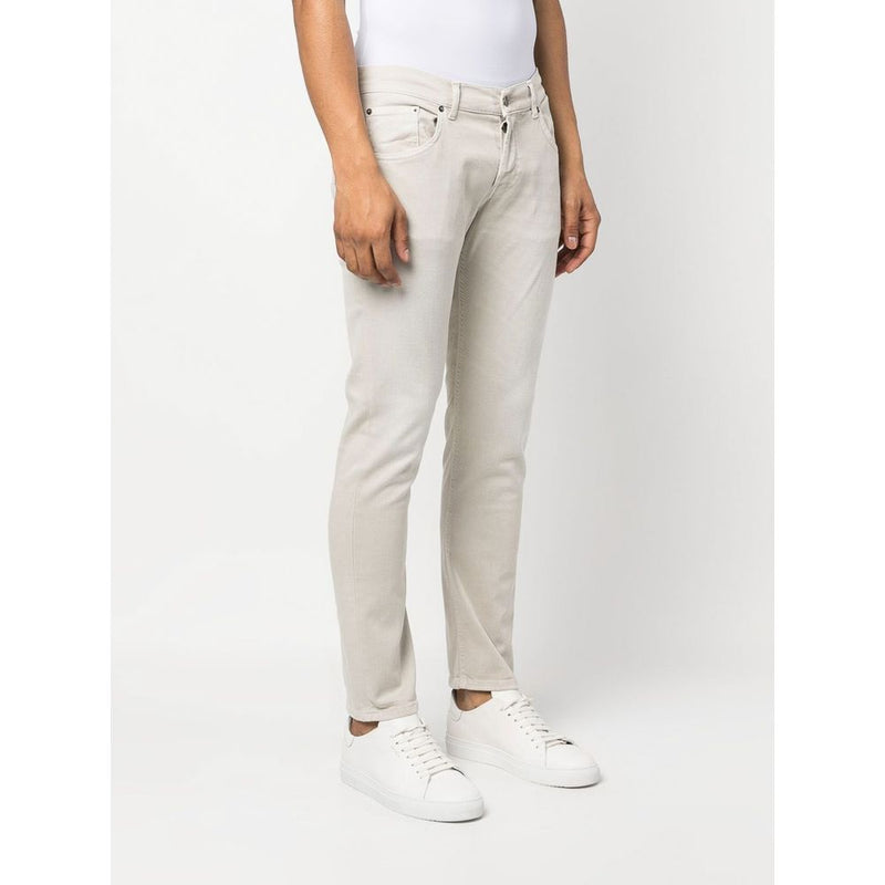 Cream-Colored Cotton Blend Trousers Dondup