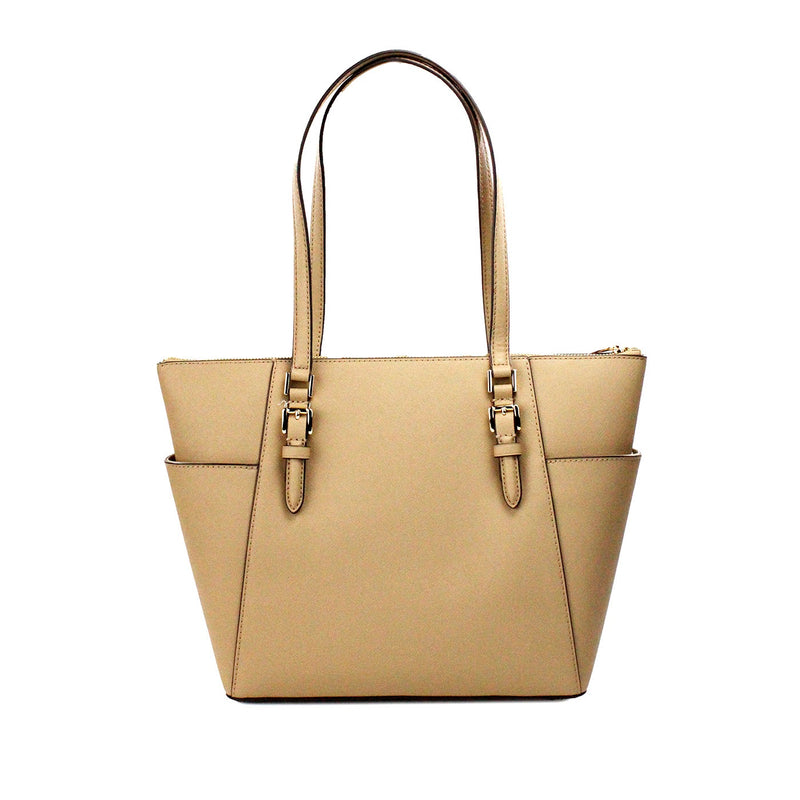 Charlotte Camel Large Leather Top Zip Tote Bag Purse Michael Kors