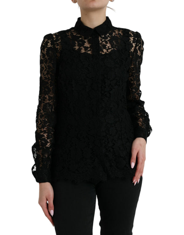 Elegant Floral Lace Blouse Top Dolce & Gabbana