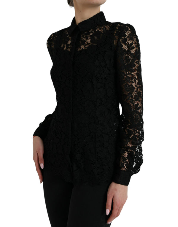 Elegant Floral Lace Blouse Top Dolce & Gabbana