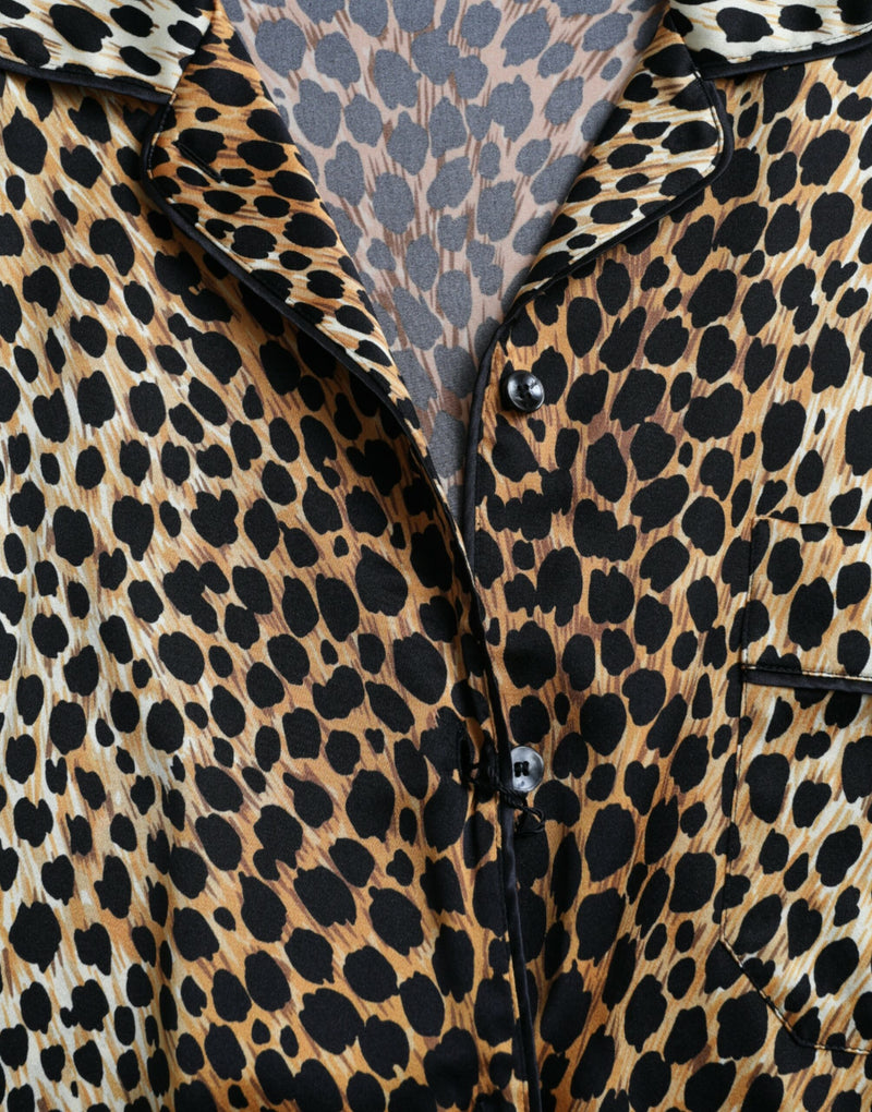 Elegant Brown Animal Print Silk Blouse Dolce & Gabbana