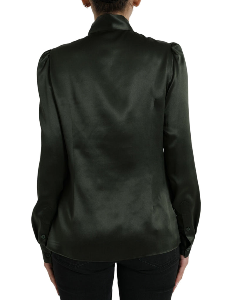 Elegant Silk Ascot Collar Blouse Dolce & Gabbana