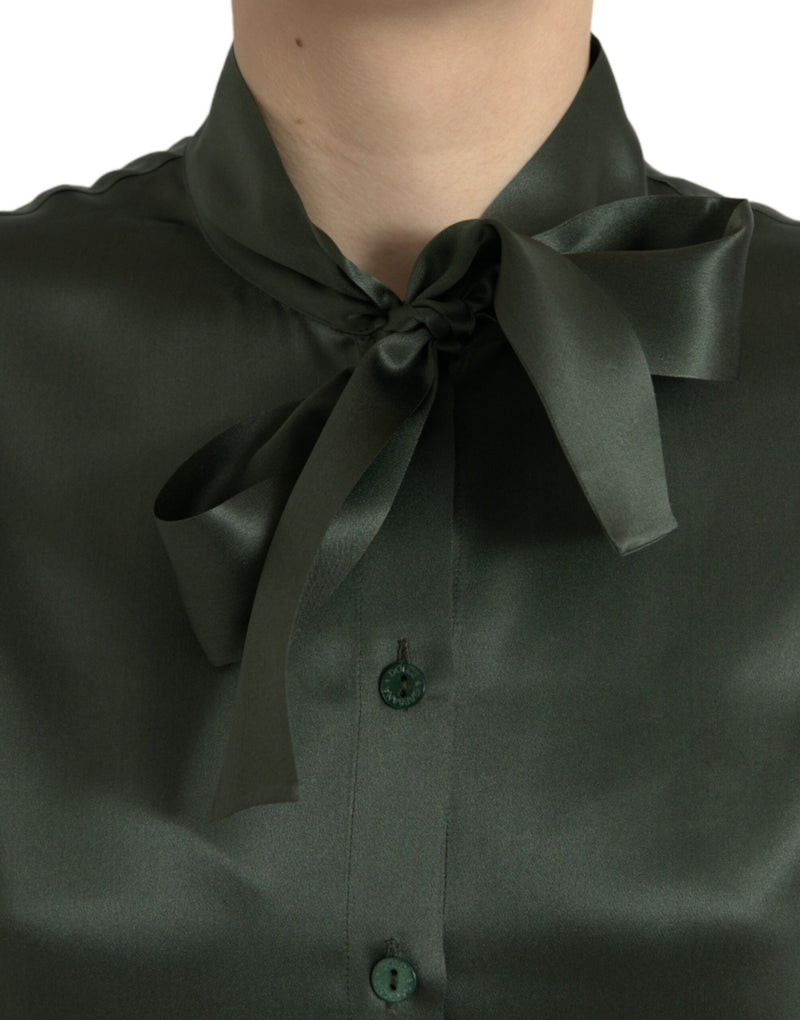 Elegant Silk Ascot Collar Blouse Dolce & Gabbana