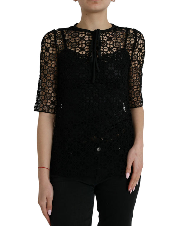 Elegant Floral Lace Blouse Top Dolce & Gabbana