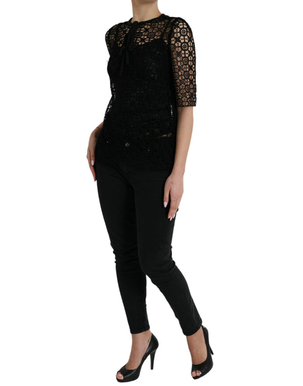 Elegant Floral Lace Blouse Top Dolce & Gabbana