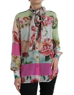 Elegant Multicolor Silk Blend Long Sleeve Top Dolce & Gabbana