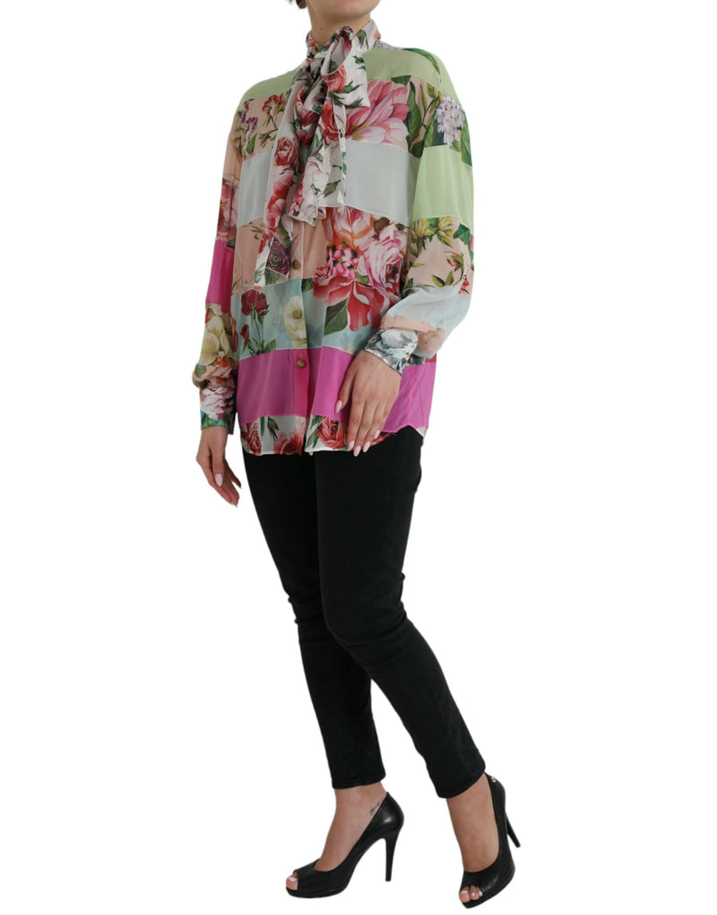 Elegant Multicolor Silk Blend Long Sleeve Top Dolce & Gabbana