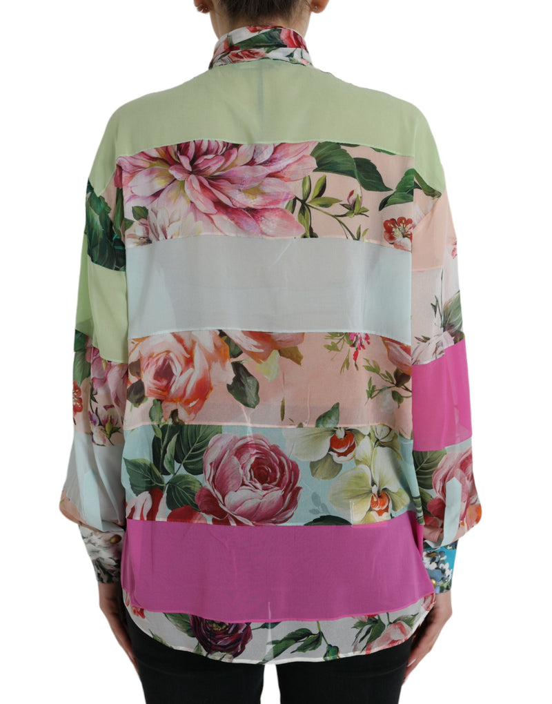 Elegant Multicolor Silk Blend Long Sleeve Top Dolce & Gabbana