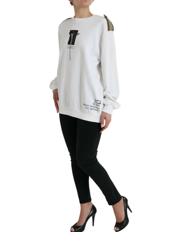 Chic Black and White Crew Neck Sweater Dolce & Gabbana