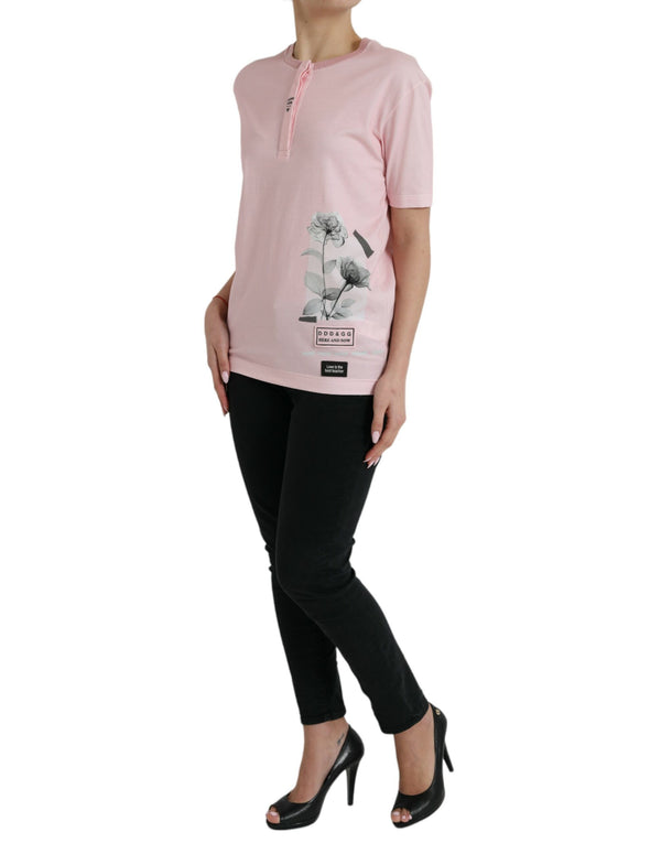 Chic Pink Floral Cotton Tee Dolce & Gabbana