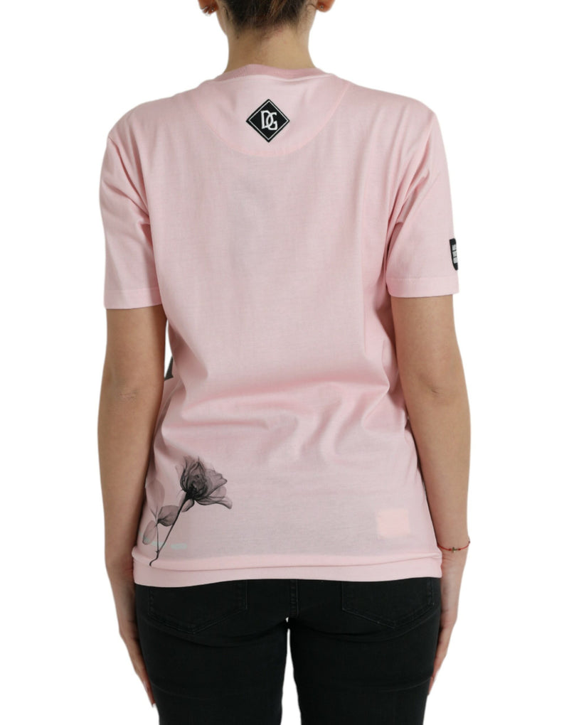 Chic Pink Floral Cotton Tee Dolce & Gabbana