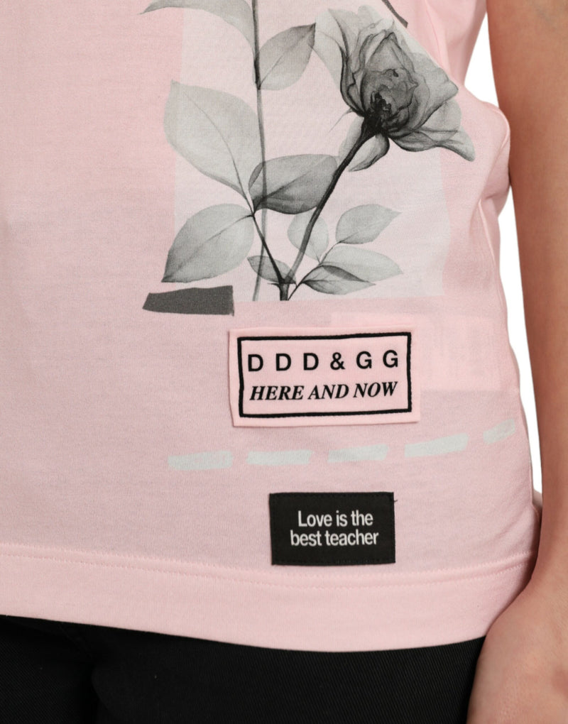 Chic Pink Floral Cotton Tee Dolce & Gabbana